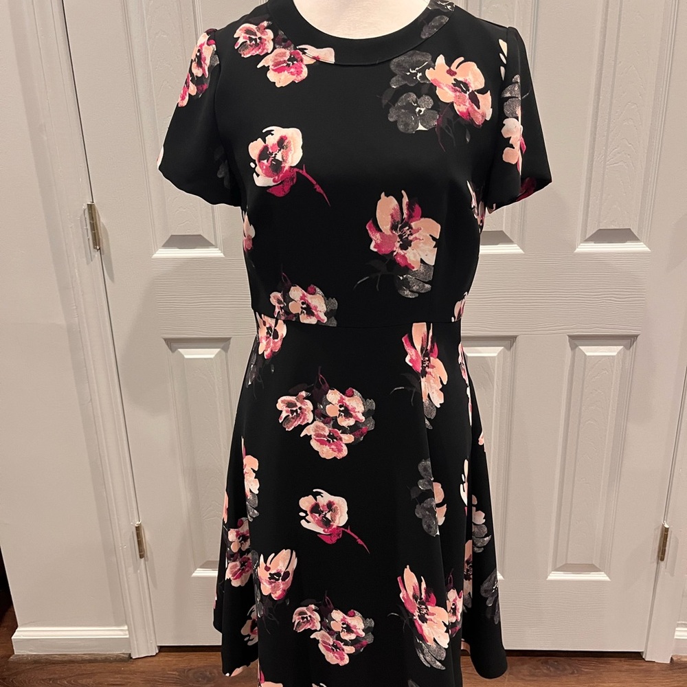 Talbots Black and Pink Floral Dress